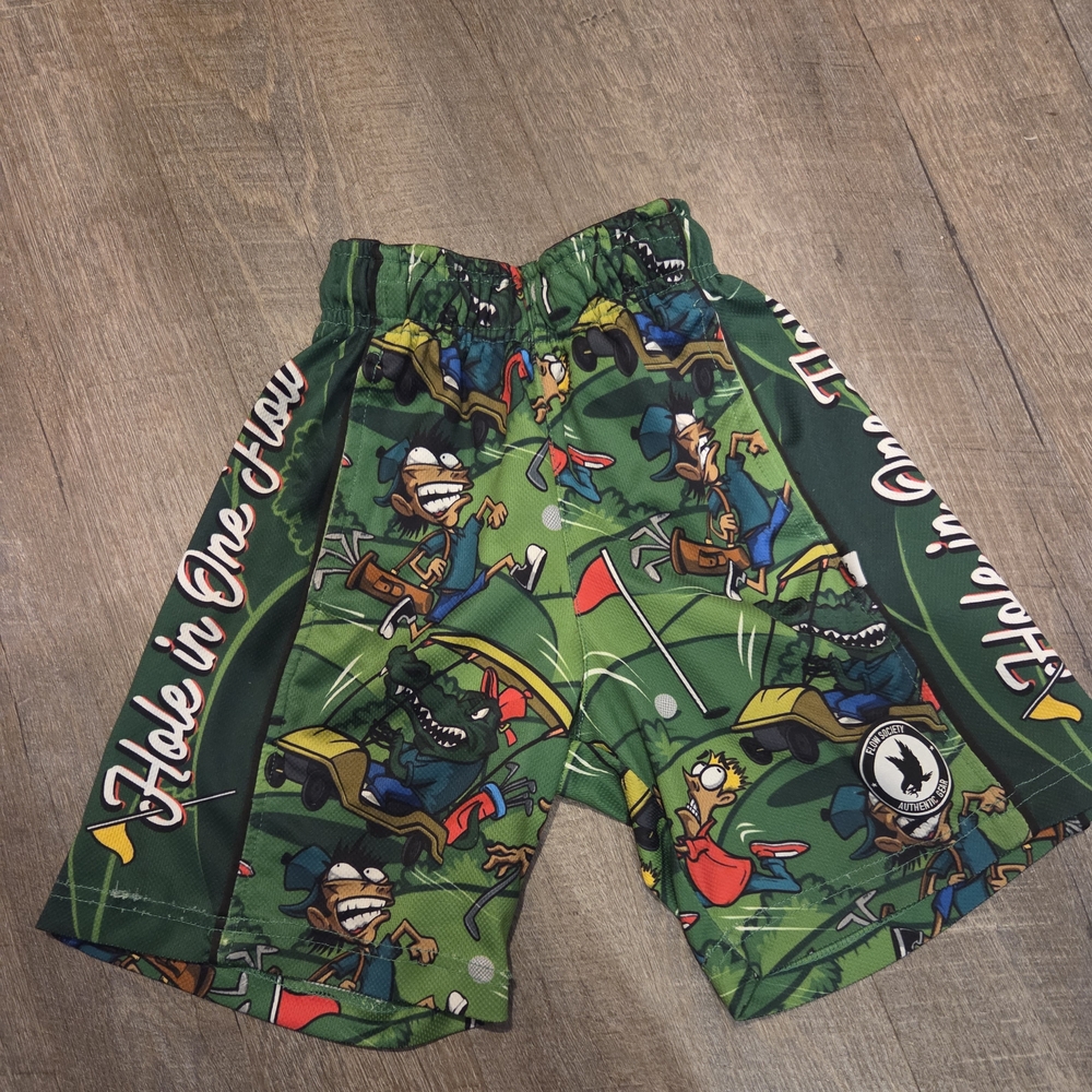 Cartoon Golf Adventure Kids Shorts - Green